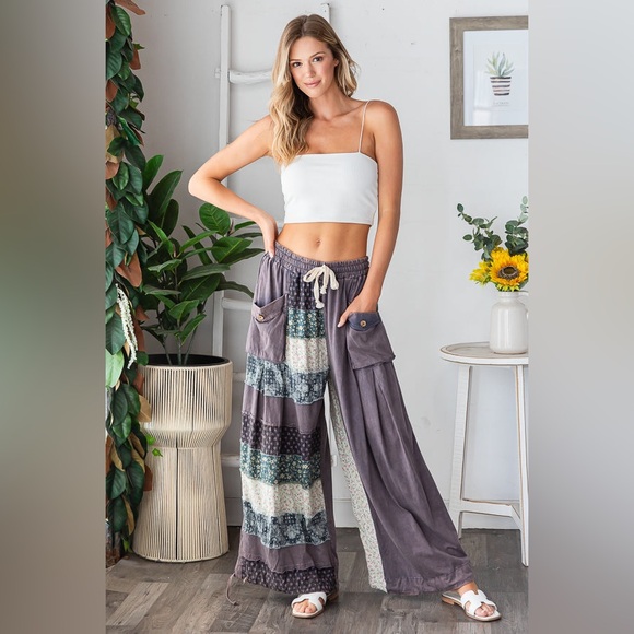 Oli & Hali Patchwork Jogger Pants in Mineral Wash Navy - Picture 9 of 10